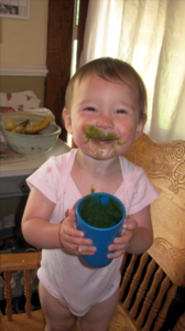 My daughter Katelyn enjoying her green smoothie. 