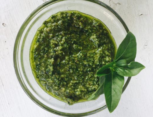 A super easy & healthy gluten free & vegan Lemon Basil Pesto. Great recipe for freezing your summer harvest! Herbs | Healthy Recipes | DIY