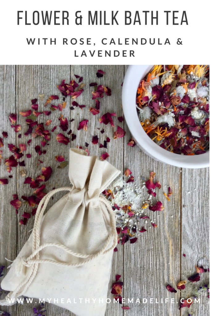 Relaxing Flower and Milk Bath Tea | Herbal DIY | Healthy Recipes | Self Care | Gift Ideas | Homemade Gifts | Bath Salts | My Healthy Homemade Life 