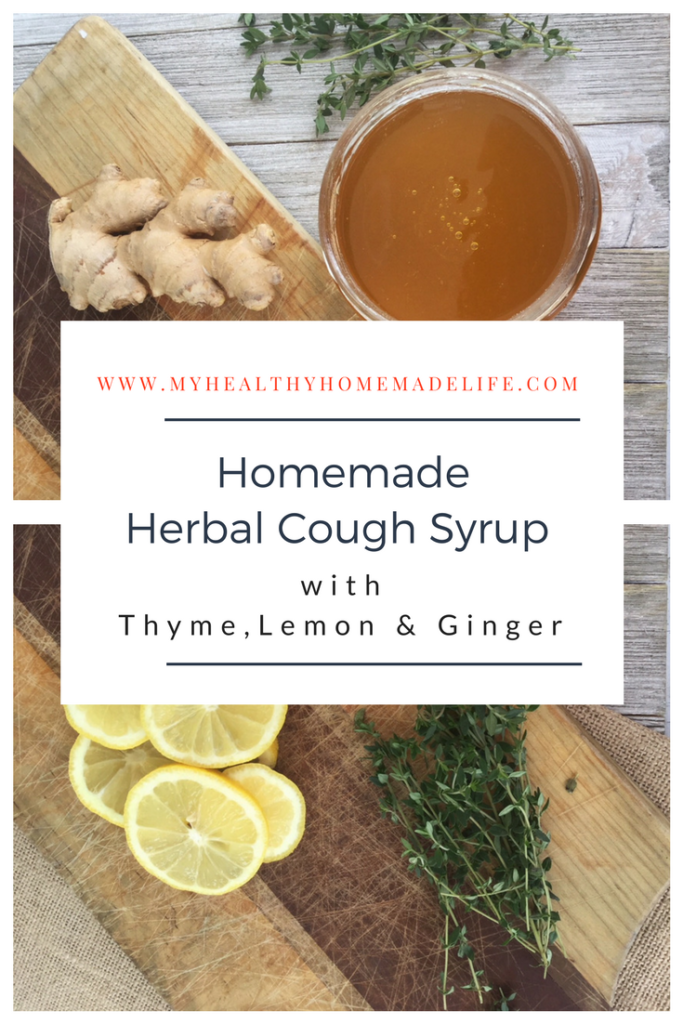 Homemade Herbal Cough Syrup with Thyme, Lemon & Ginger 