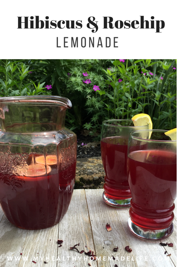 Hibiscus & Rosehips Lemonade | Herbal Home Remedies | Healthy Recipes | Healthy Drinks | Herbs | My Healthy Homemade Life | #lemonade #herbal #herbs #hibiscus